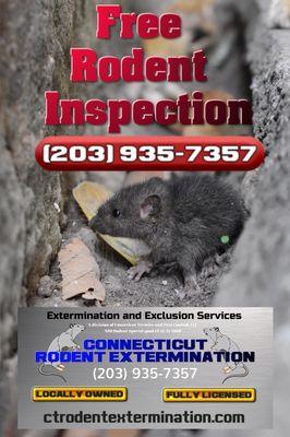 For a free mouse, rat, and rodent inspection call (203) 935-7357 or visit our website: http://ctrodentextermination.com/