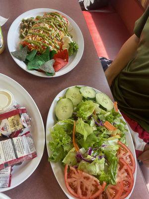 Chicken burrito salad on the side