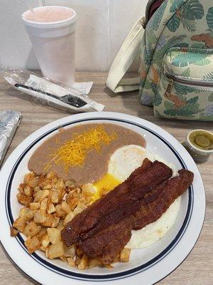 Juevos Rancheros with Melon agua fresca