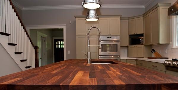 Custom walnut butcher block counter