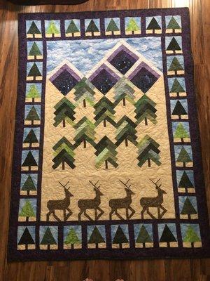 Bear and trees quilting