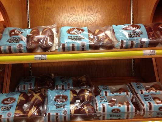 Pretzel rolls! I didn't buy them because I would eat them all in one sitting and I have 0 self control.