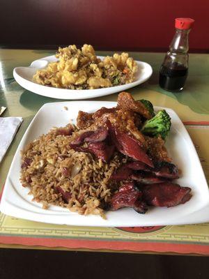 Orange beef with spare ribs lunch w/fried rice