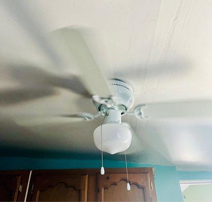 New ceiling fan, cute little thing from Home Depot perfect for this small room