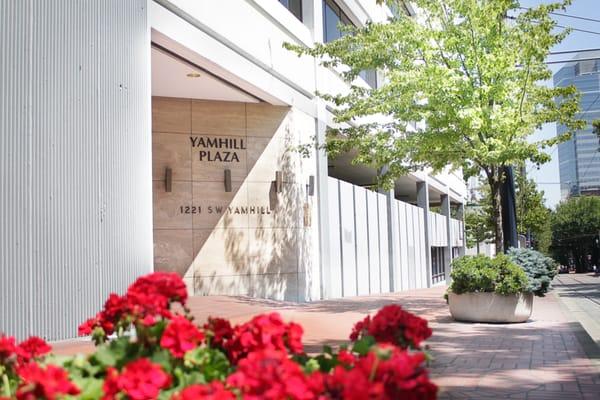 Our entrance located between SW 12th and SW 13th on Yamhill Street.  Just 2 blocks up from the Library.