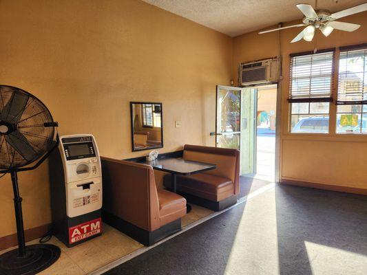 Beautiful Dining Area, ATM Provided and Fan to keep you cool