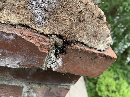 BEFORE - Deteriorated chimney crown/cap