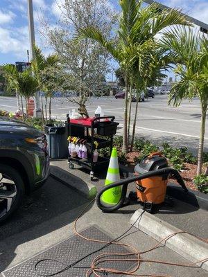 Organized and clean. Their items to clean and dry the car