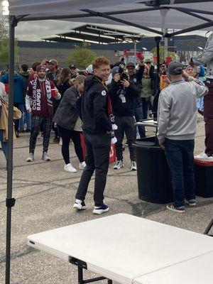 Centennial 38 pre-game tailgate, with player appearance.