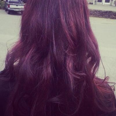 All over red with balayage highlights in a brighter red to get it some dimension!