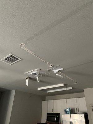 "Fixed ceiling and lights"