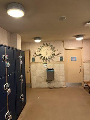 The bathroom area. Just an interesting looking sun.