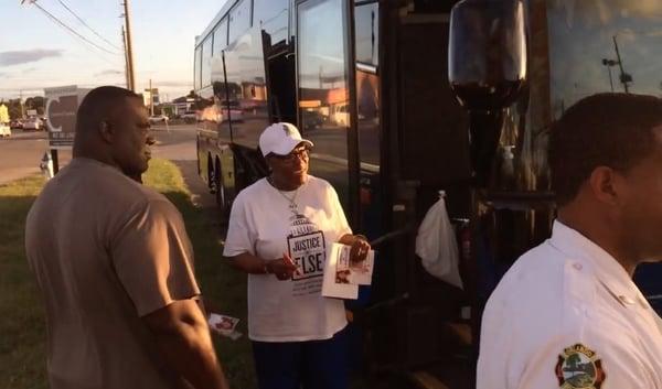 Arriving with participants of the "Justice or Else" Rally