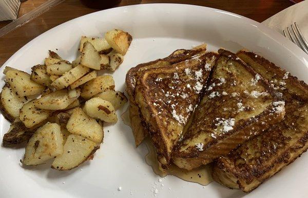 French toast- 1/2 order with cottage fries