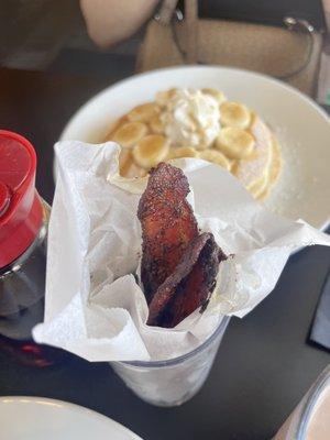 Banana pancakes and bacon