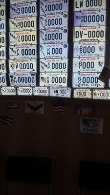 Wall of personalized license plate examples