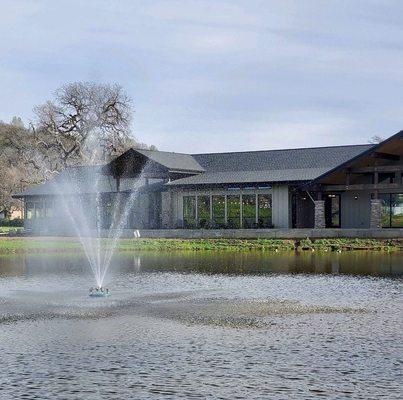 Outside pond/fountain on greens