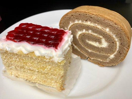 Chocolate cake roll & Coconut lemon cake