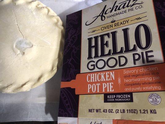 Large Chicken Pot Pie straight from the box.