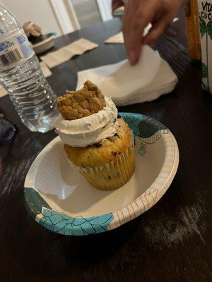 Chocolate chip cookie dough cupcake.