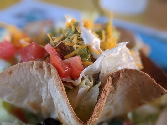 Taco salad... Ask for meat