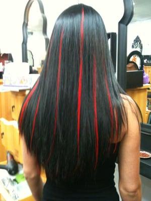 Hot Red Extensions by Nicole Sullas