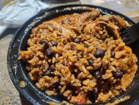 Pollo Guisado (Latin & Caribbean Chicken Stew) with rice & beans