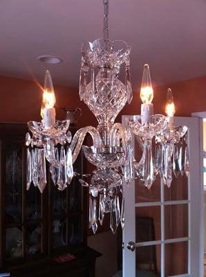 Waterford Crystal Chandelier, rewired, repaired and cleaned by Matt Shields.