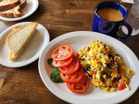 Veggie Scramble w/ Fresh Tomatoes.