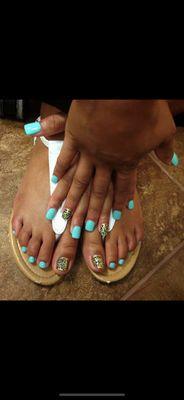 Dip Powder with Mani and Pedi Cheetah Print design by DANIEL at VVS NAIL BOUTIQUE