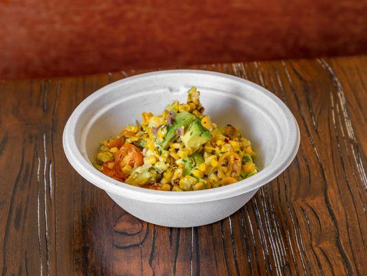 Grilled Mexican Corn Salad with Avocado, Cherry Tomatoes, Red Onions & Lime Vinaigrette