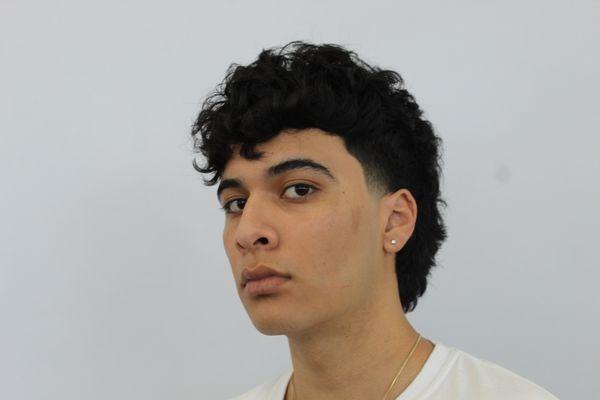 Curly modern mullet by Michael Cavana