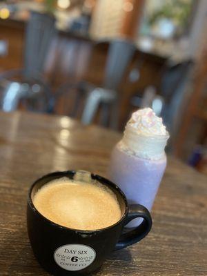 Lavender latte & Taro Frappuccino