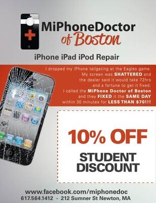 10% off student discount