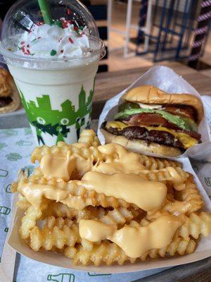 cheese fries, avocado burger and holiday shake!