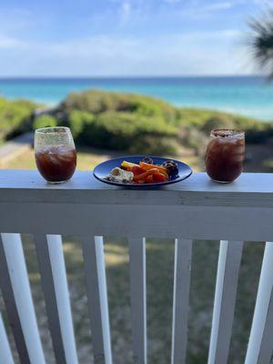 Cocktails and a snack from the balconey