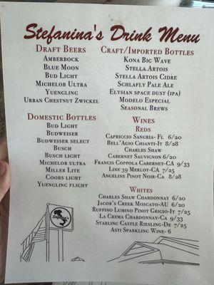 Drink menu