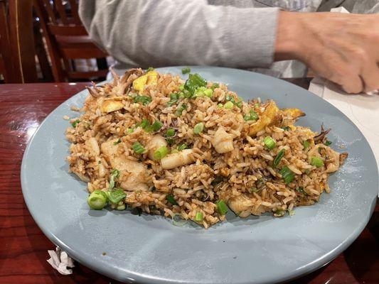 Mixed seafood fried rice.