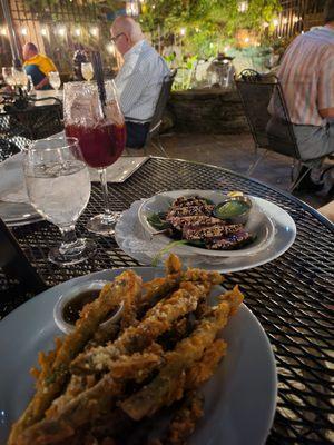 Delicious ahi tuna and tempura asparagus