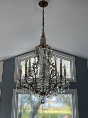 Antique Chandelier rewire and installation