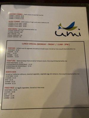 full menu