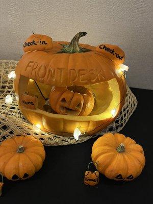 Pumpkin carving 'front desk'