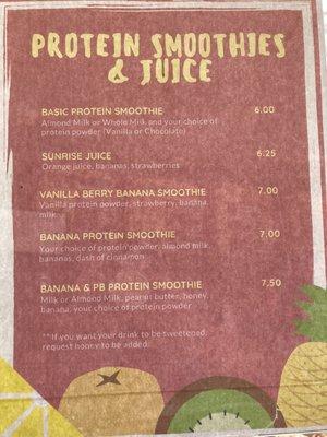 smoothie drinks now offered