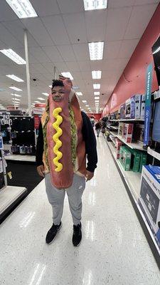 Here's the hotdog costume, featuring the RUDE employee in the back.