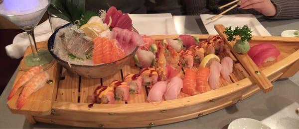 sushi boat was on point and the highlight of the meal