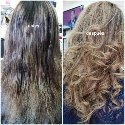 My clients hair was compromised by another salon. Its okay though! We gave her this gorgeous makeover without compromising her hair.