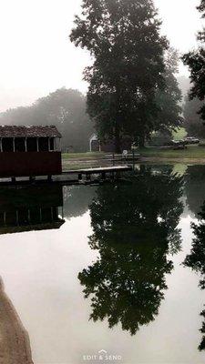 Beaver Creek pond and boat house.