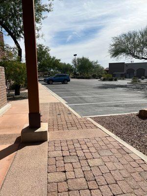 Empty parking lot for the "busy" salon