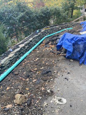 With all the crazy rain that we've been having here on the side of the mountain to prevent any thing happening French drain please