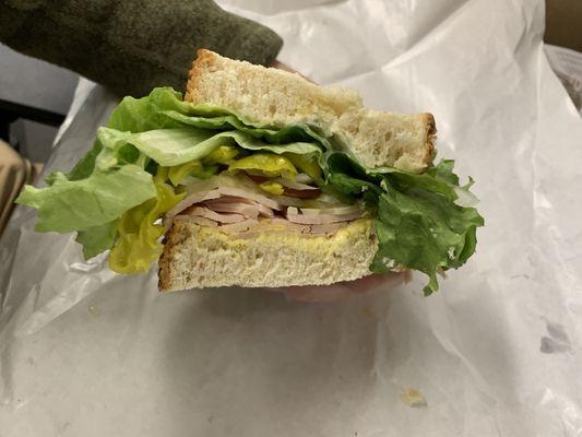 Traditional Turkey sandwich, no fancy bread or veggies.